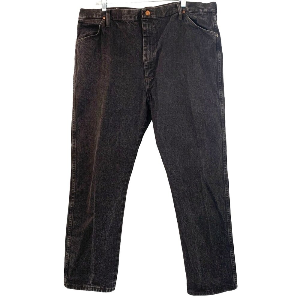 Retro Wrangler Mens Thick Black Denim Jeans 42X32 100% Cotton Classic Fit